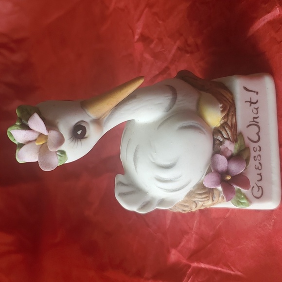 Vintage  Wilton 1972 Cake Topper Stork on Nest " Guess What " - Picture 1 of 6